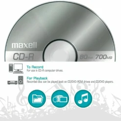 Maxell CD-R Media Spindle, 700MB/80 Minutes, Pack Of 100
