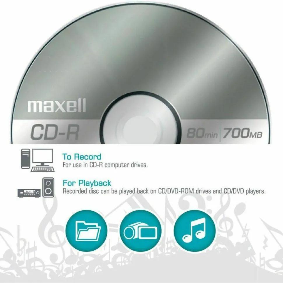 Maxell CD-R Media Spindle, 700MB/80 Minutes, Pack Of 100