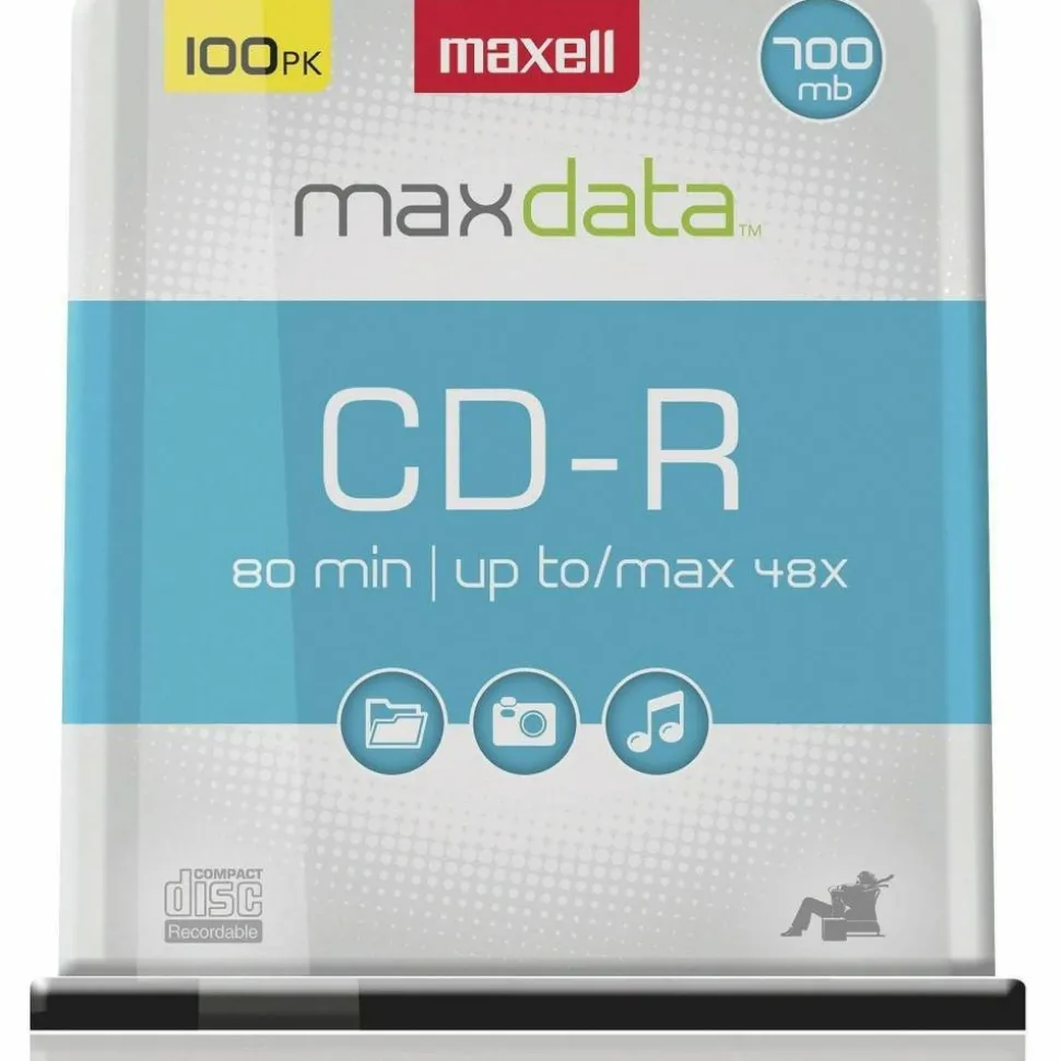 Maxell CD-R Media Spindle, 700MB/80 Minutes, Pack Of 100