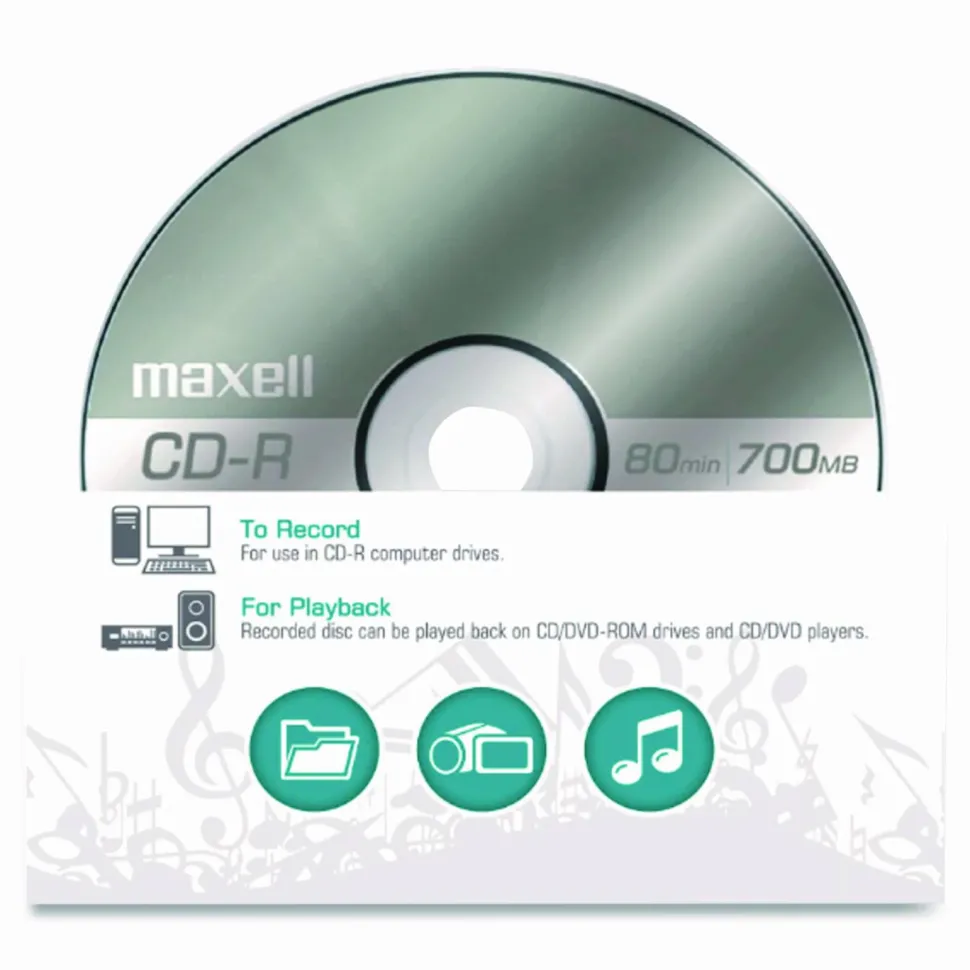 Maxell CD-RPW Media Spindle, 700MB, Pack Of 100