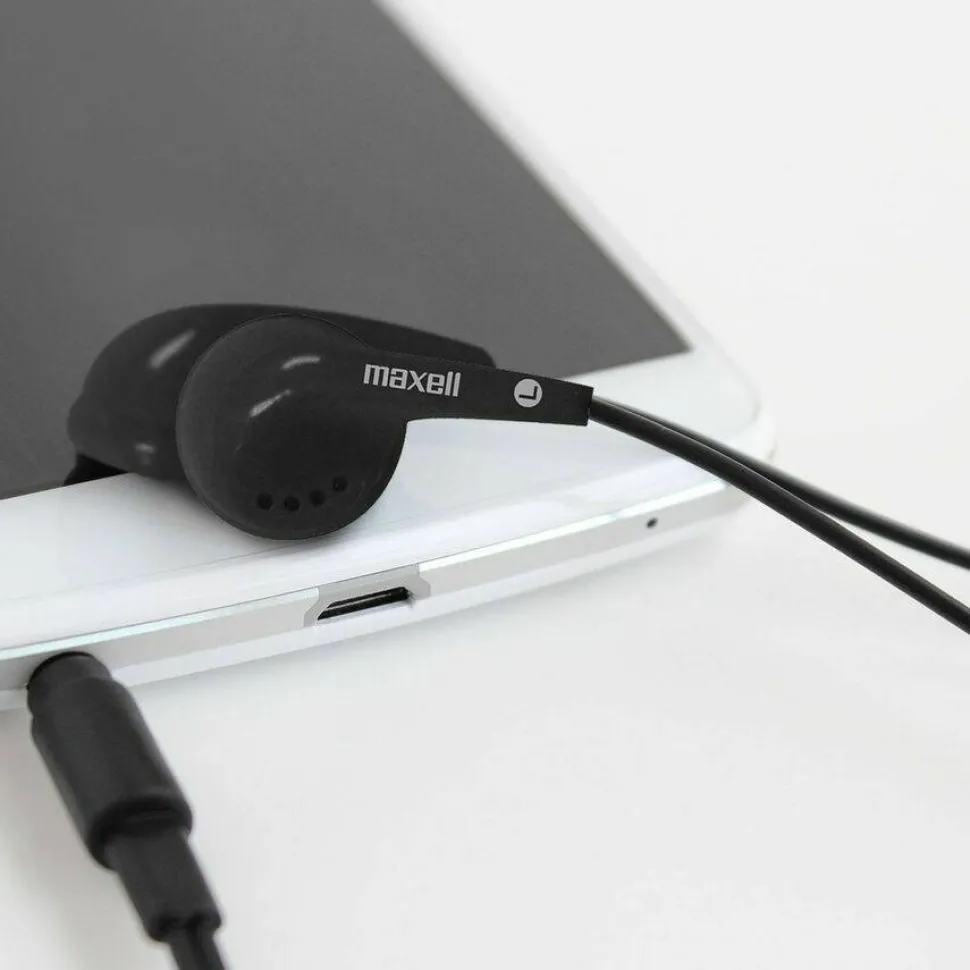 Maxell EB-95 Stereo Earbuds, 3 ft Cord, Black