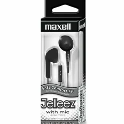 Maxell Jelleez - Earphones with mic - ear-bud - wired - 3.5 mm jack - noise isolating - black