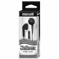 Maxell Jelleez - Earphones with mic - ear-bud - wired - 3.5 mm jack - noise isolating - black