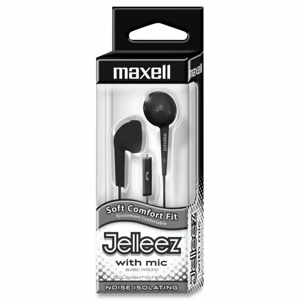 Maxell Jelleez - Earphones with mic - ear-bud - wired - 3.5 mm jack - noise isolating - black