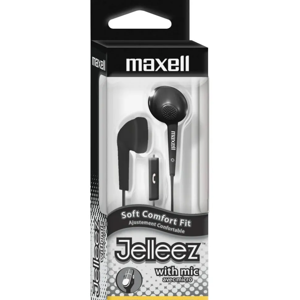 Maxell Jelleez - Earphones with mic - ear-bud - wired - 3.5 mm jack - noise isolating - black
