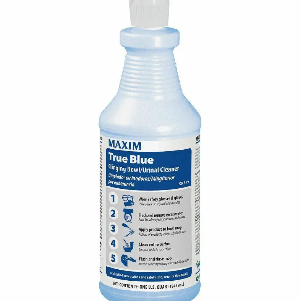 Maxim True Blue Clinging Bowl Cleaner, Mint Scent, 32 oz Bottle, 12/Carton