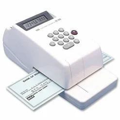MAX USA Electronic Check Writer, 10-Digit, 3 13/16" x 4 7/16" x 9 1/8", Gray/Platinum