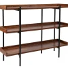 Mayfair 3 Shelf 35"H Storage Display Unit Bookcase with Black Metal Frame in Rustic Wood Grain Finish