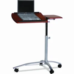 Mayline Group Laptop Caddy, 27-37"H x 29 1/2"W x 15"D, Medium Cherry/Metallic Gray