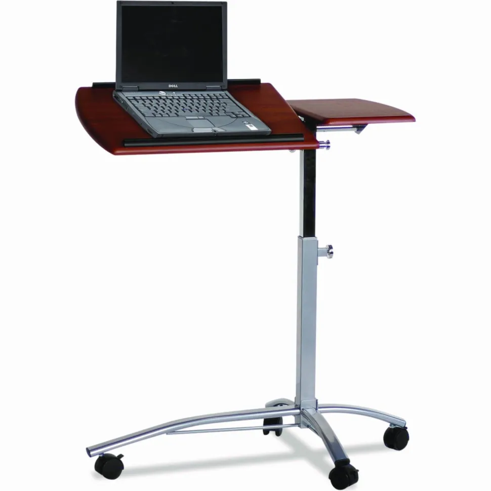 Mayline Group Laptop Caddy, 27-37"H x 29 1/2"W x 15"D, Medium Cherry/Metallic Gray