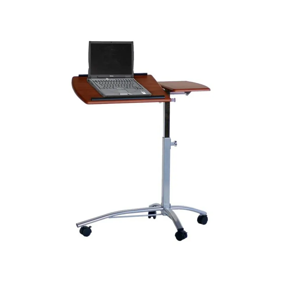 Mayline Group Laptop Caddy, 27-37"H x 29 1/2"W x 15"D, Medium Cherry/Metallic Gray