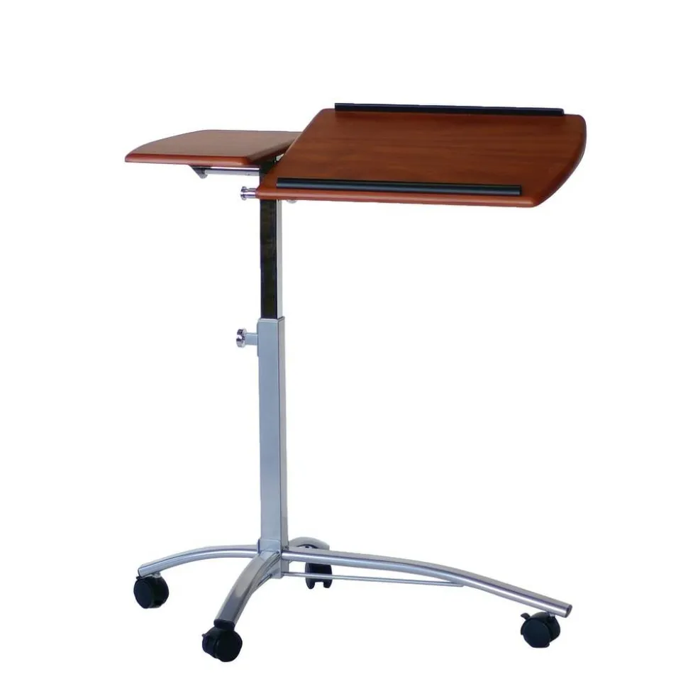 Mayline Group Laptop Caddy, 27-37"H x 29 1/2"W x 15"D, Medium Cherry/Metallic Gray