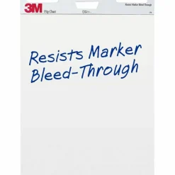 3M Bleed-Resistant Flip Charts, 25" x 30", White, 40 Sheets Per Pad, Pack Of 2 Pads
