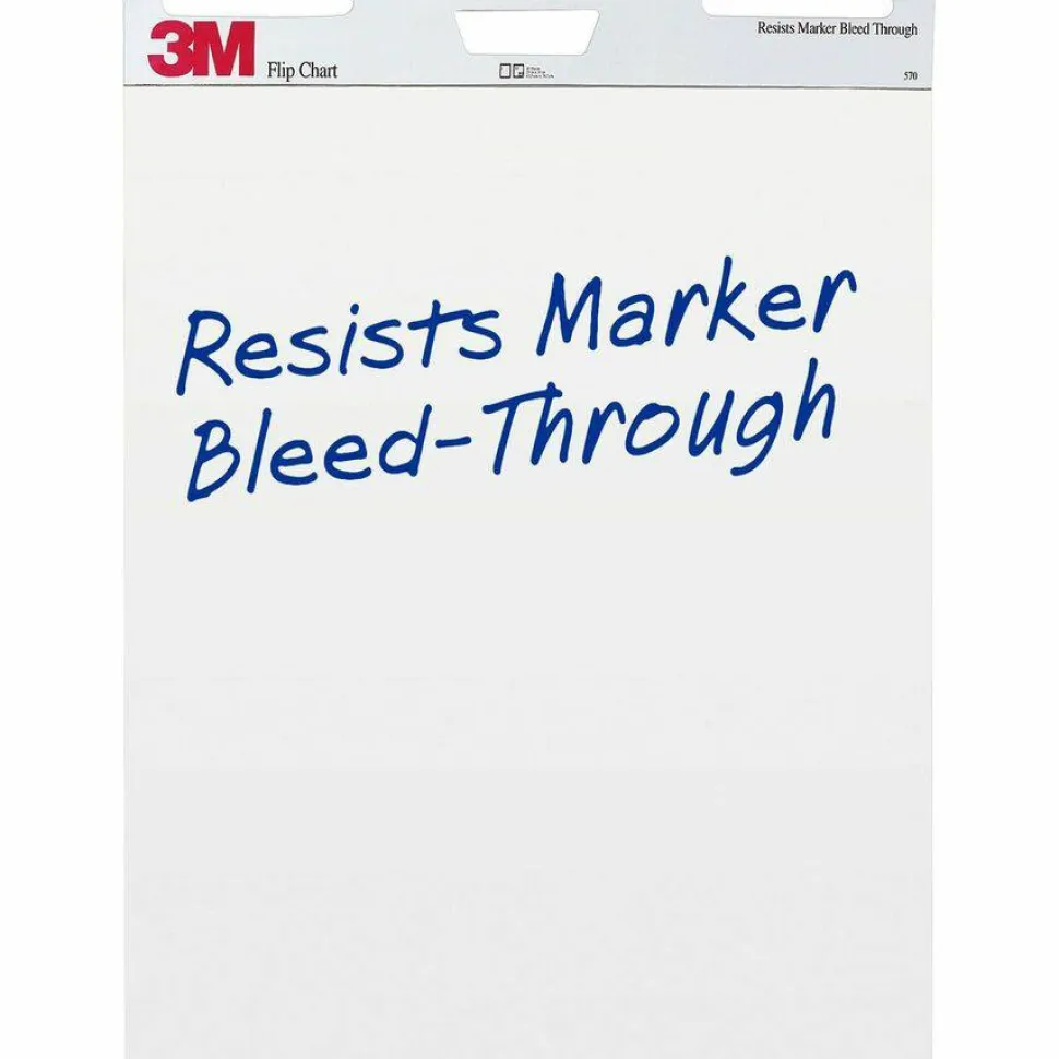 3M Bleed-Resistant Flip Charts, 25" x 30", White, 40 Sheets Per Pad, Pack Of 2 Pads