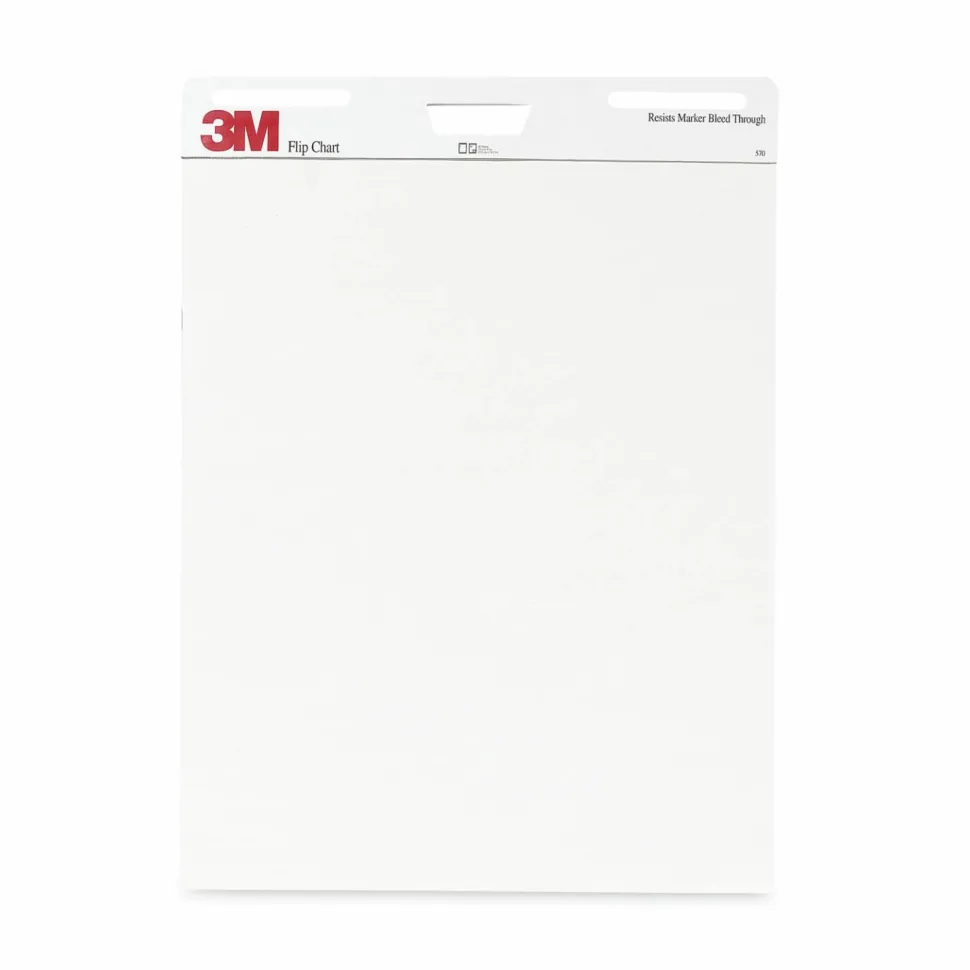 3M Bleed-Resistant Flip Charts, 25" x 30", White, 40 Sheets Per Pad, Pack Of 2 Pads