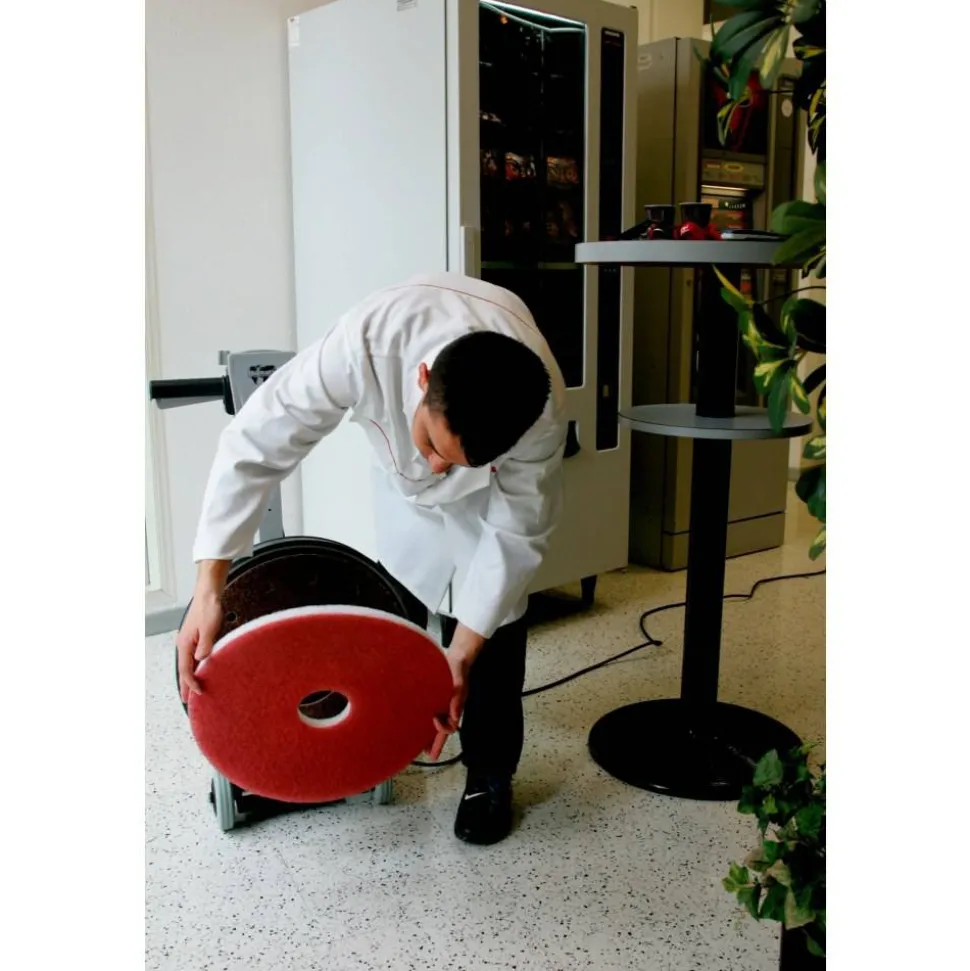 3M 5100 Buffer Floor Pads, 17" Diameter, Red, Box Of 5