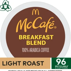 McCafe Breakfast Blend Coffee, K-Cups, Box Of 24 Pods, Case Of 4 Boxes