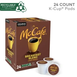 McCafe Breakfast Blend Coffee, K-Cups, Box Of 24 Pods, Case Of 4 Boxes