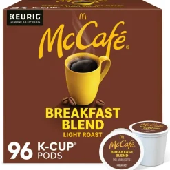 McCafe Breakfast Blend Coffee, K-Cups, Box Of 24 Pods, Case Of 4 Boxes