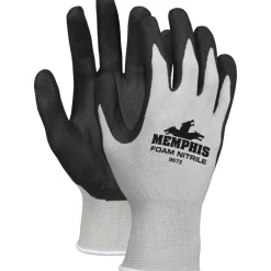 MCR Safety Economy Foam Nitrile Gloves, EN388: 3221, Small, Black/Gray, 12 Pairs