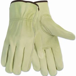 MCR Safety Economy Leather Drivers Gloves, Gunn Cut, Keystone Thumb, Large, Beige, Pair