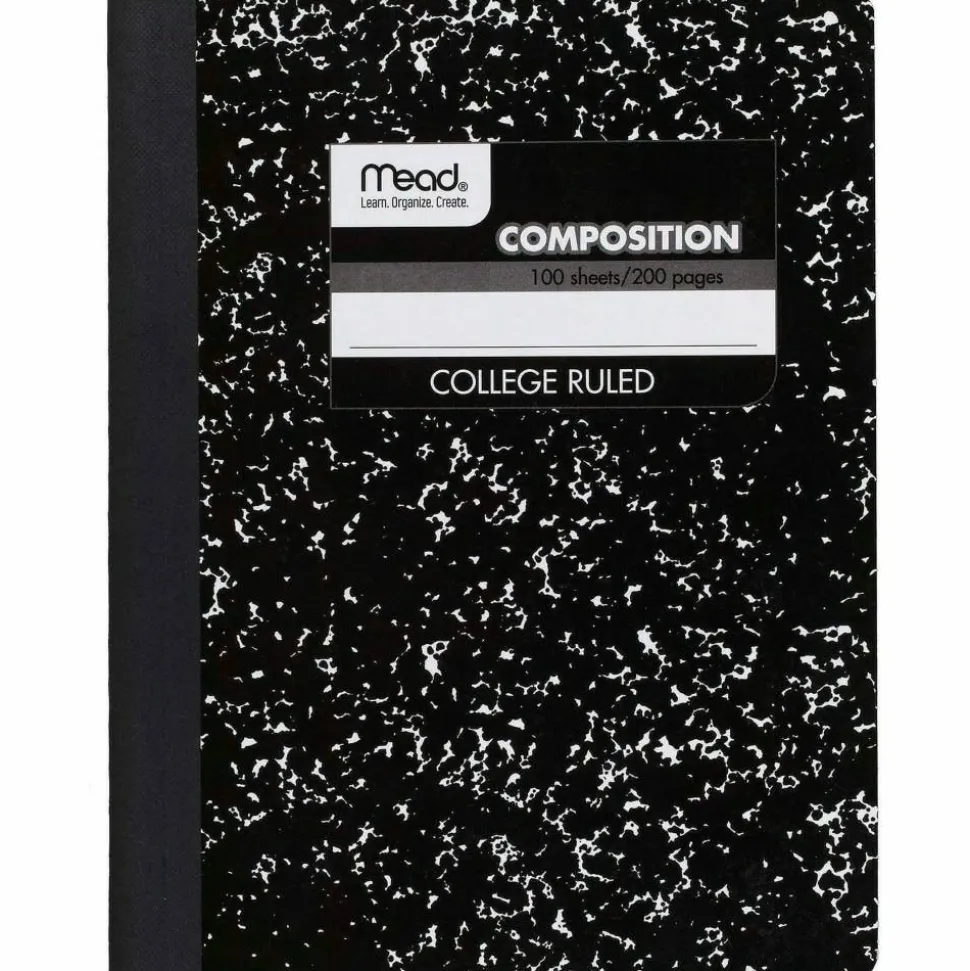 Mead Composition Book, 7-1/2" x 9-3/4", 100 Sheets, Black Marble
