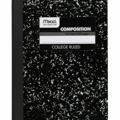 Mead Composition Books, 7.5" x 9.75", College Ruled, 100 Sheets, Black Marble, Pack Of 12
