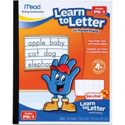 Mead Learn to Letter Primary Journal with Raised Ruling, Manuscript Format, Orange/White/Blue Cover, (40) 10 x 8 Sheets