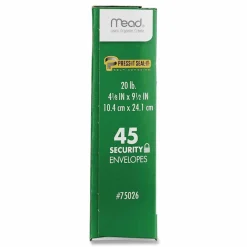 Mead Press-it Seal-it Self-Adhesive Security Envelope, #10, Monarch Flap, Self-Adhesive Closure, 4.25 x 9.13, White, 45/Box