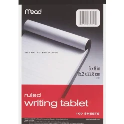 Mead Writing Tablet, Wide Ruled, 100 Sheets, 6