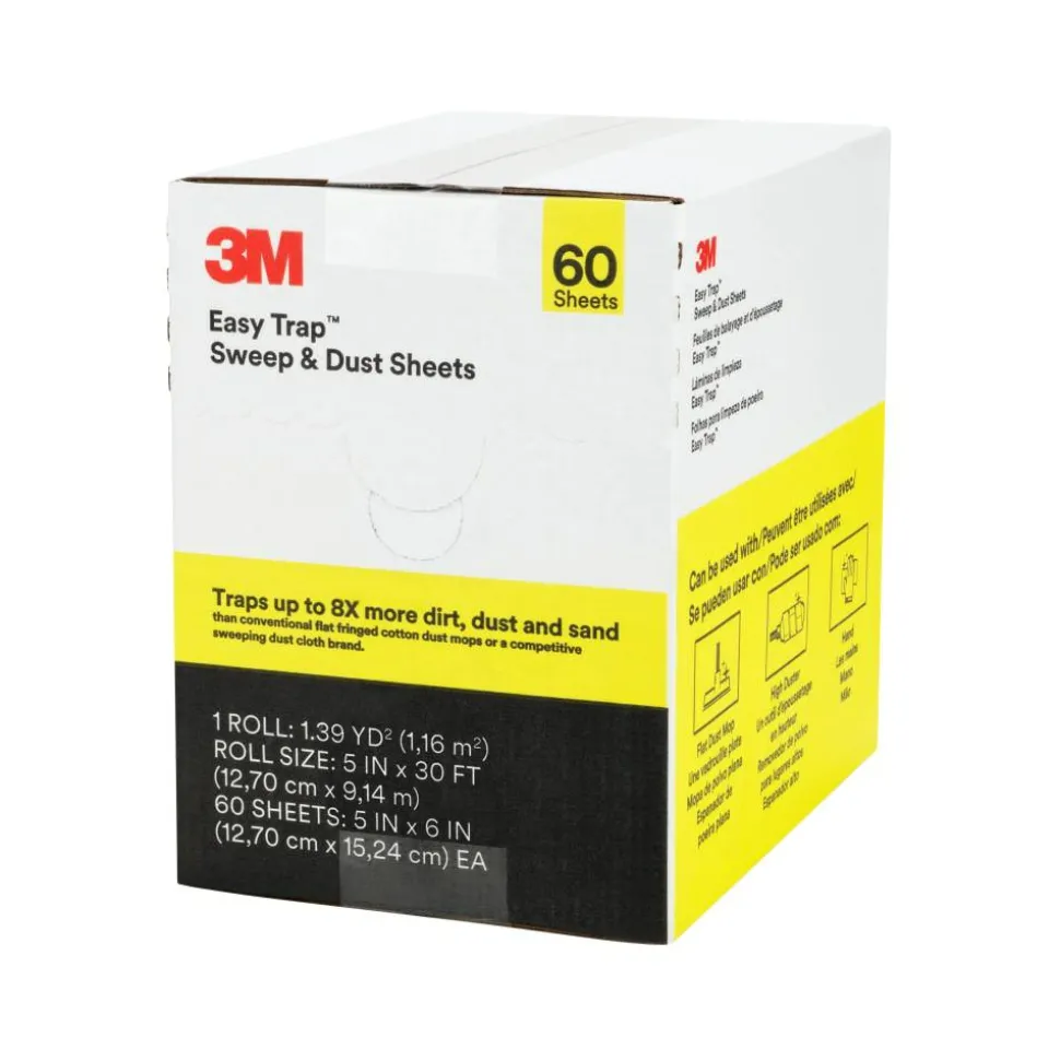 3M Easy Trap Duster Sweep And Dust Sheets, 5" x 6" x 30', 60 Sheets