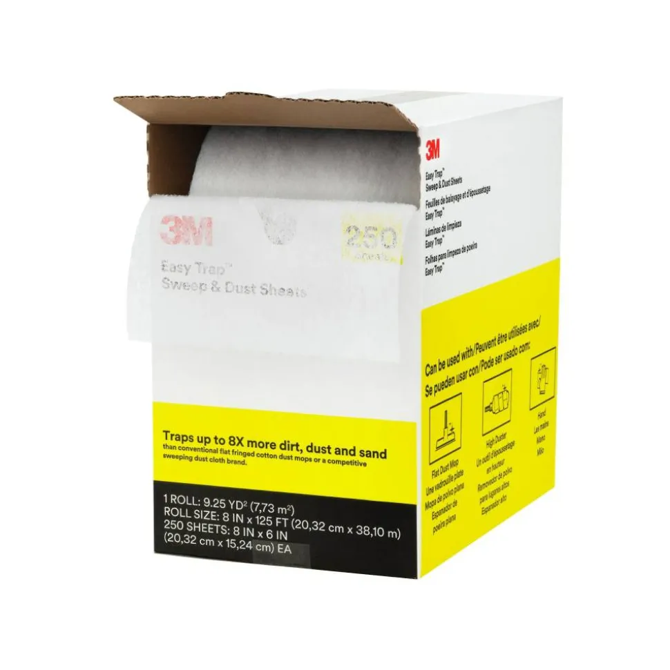 3M Easy Trap Duster Sweep And Dust Sheets, 8" x 6" x 125', 1 Roll, 250 Sheets