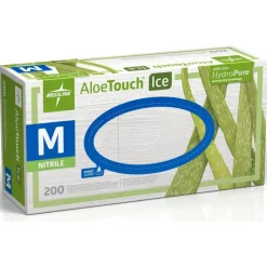 Medline AloeTouch Ice Nitrile Gloves, Medium, Clear, Box Of 200