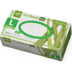Medline AloeTouch Ice Nitrile Gloves, Large, Clear, Box Of 200