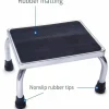 Medline Foot Stool, 1-Step, 350 lb Capacity, 16 x 12 x 8.25, Steel, Chrome/Black Mat