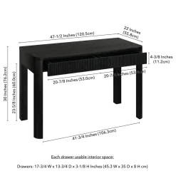 Mendoza 48'' Wide Rectangular Desk in Black Grain