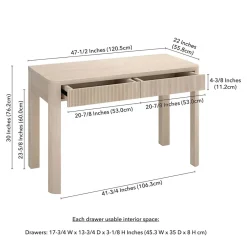 Mendoza 48'' Wide Rectangular Desk in Alder White