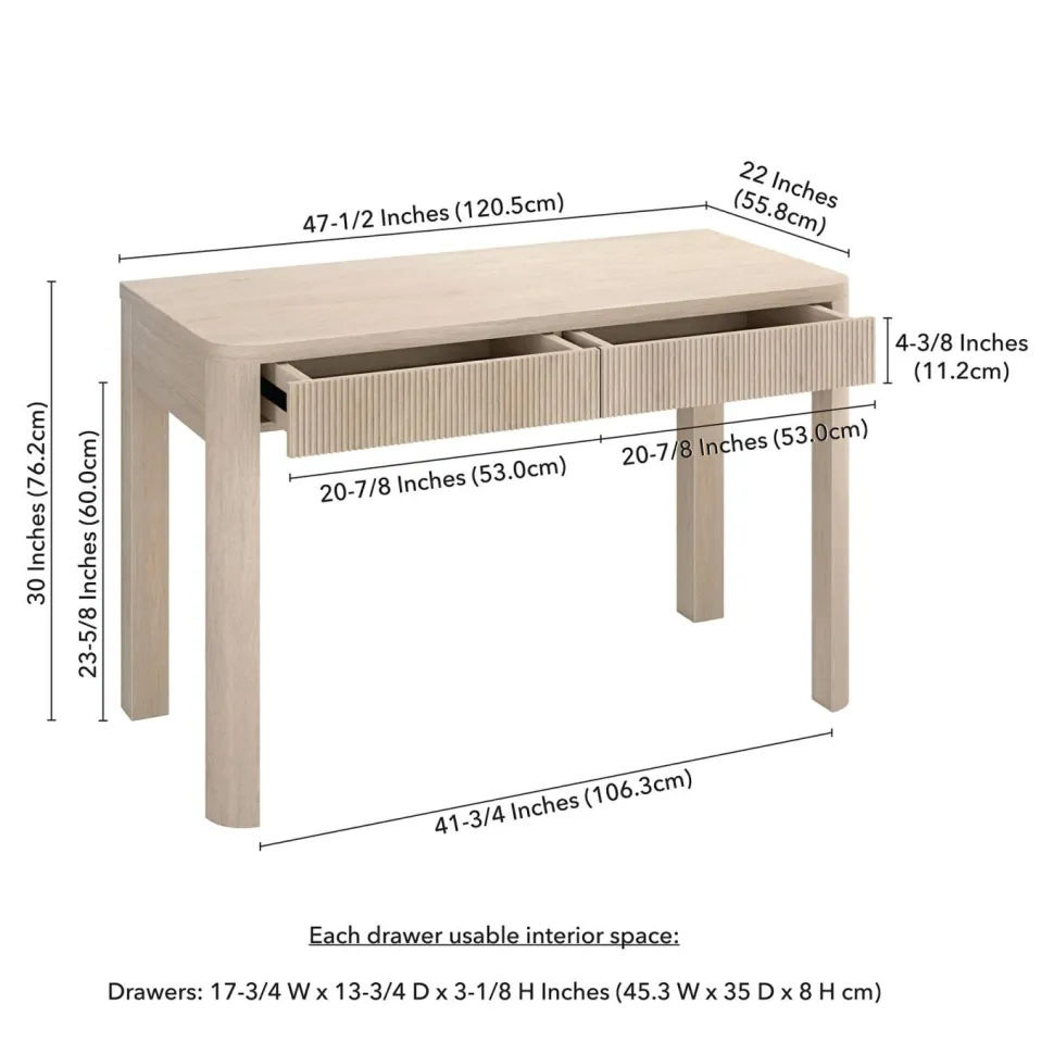 Mendoza 48'' Wide Rectangular Desk in Alder White