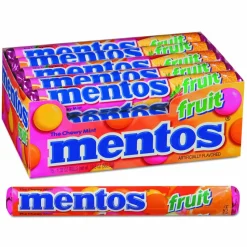 Mentos Chewy Mints, 1.32 oz, Mixed Fruit, 15 Rolls/Box