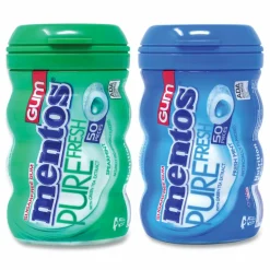 Mentos Pure Fresh Gum Variety Pack, Fresh Mint/Spearmint, 50 Pieces/Bottle, 8 Bottles/Carton