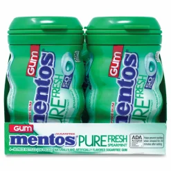 Mentos Pure Fresh Gum Variety Pack, Fresh Mint/Spearmint, 50 Pieces/Bottle, 8 Bottles/Carton