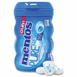Mentos Pure Fresh Gum Variety Pack, Fresh Mint/Spearmint, 50 Pieces/Bottle, 8 Bottles/Carton