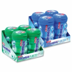 Mentos Pure Fresh Gum Variety Pack, Fresh Mint/Spearmint, 50 Pieces/Bottle, 8 Bottles/Carton