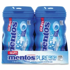 Mentos Pure Fresh Gum Variety Pack, Fresh Mint/Spearmint, 50 Pieces/Bottle, 8 Bottles/Carton