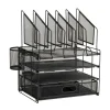 Mesh Desk Organizer With Vertical Storage And Pen Holders, 16"H x 12-3/4"W x 9-1/2"D, Black