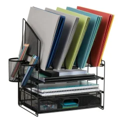 Mesh Desk Organizer With Vertical Storage And Pen Holders, 16