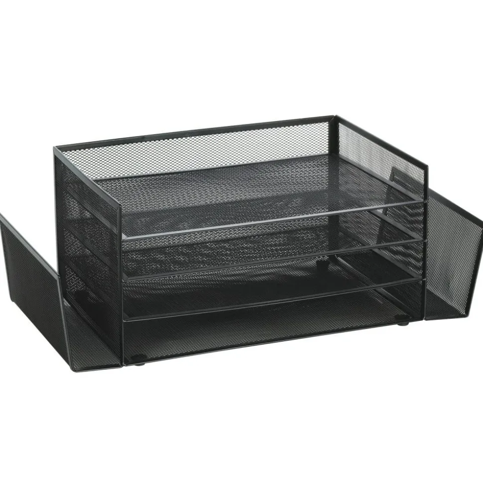 Mesh 4-Shelf 2-Sided Desk Sorter, Black
