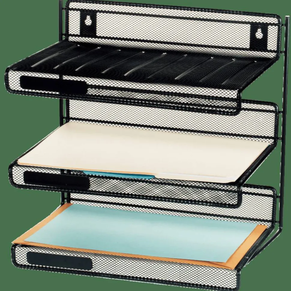 Mesh 3-Tier Desk Shelf, Black