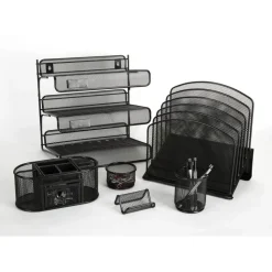 Mesh 3-Tier Desk Shelf, Black