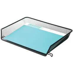 Mesh Self-Stacking Side-Loading Letter Tray, Black